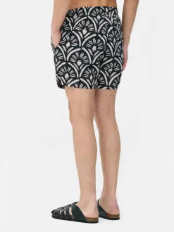 Szorty kąpielowe w abstrakcyjny wzór ze sznurkiem