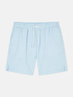 Szorty kąpielowe z tkaniny seersucker ze sznurkiem