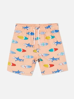 Szorty kąpielowe ze sznurkiem i nadrukiem