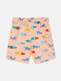 Szorty kąpielowe ze sznurkiem i nadrukiem