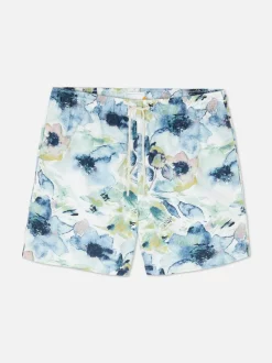Szorty kąpielowe ze sznurkiem w akwarelowe kwiaty