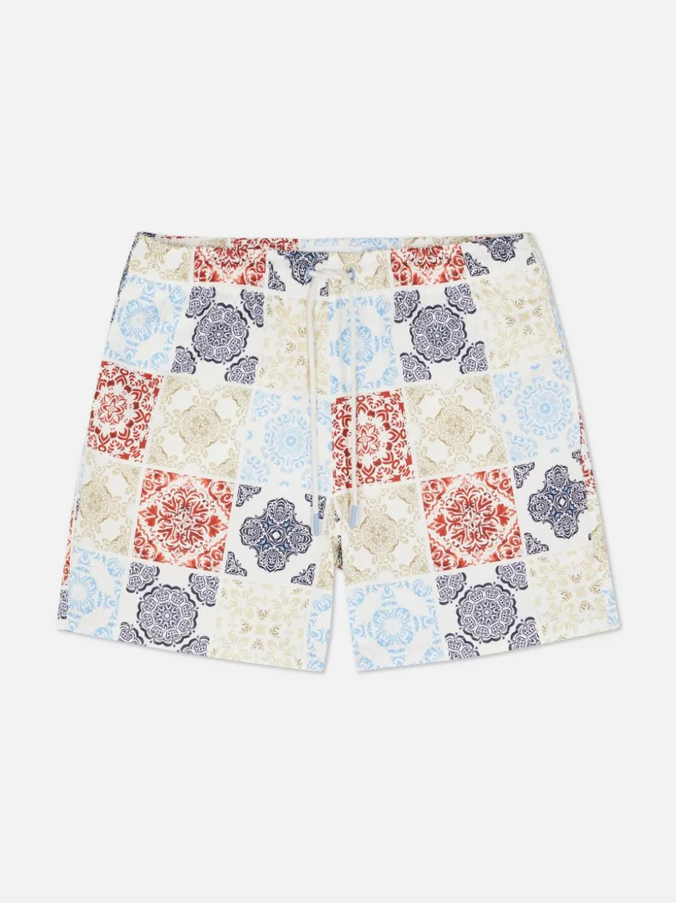 Szorty kąpielowe ze sznurkiem i mozaikowym motywem