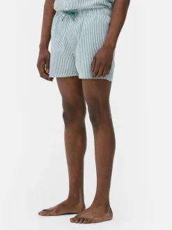 Szorty od piżamy w paski z tkaniny seersucker