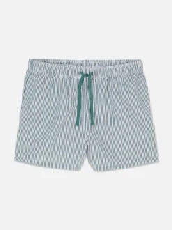 Szorty od piżamy w paski z tkaniny seersucker