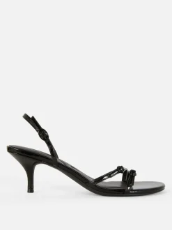 Szpilki z tylnym paskiem i obcasem typu kaczuszka