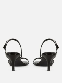 Szpilki z tylnym paskiem i obcasem typu kaczuszka