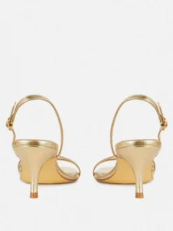 Szpilki z tylnym paskiem i obcasem typu kaczuszka