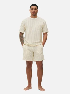 Teksturowana góra od piżamy w paski