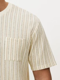 Teksturowana góra od piżamy w paski