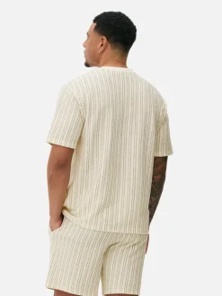 Teksturowana góra od piżamy w paski