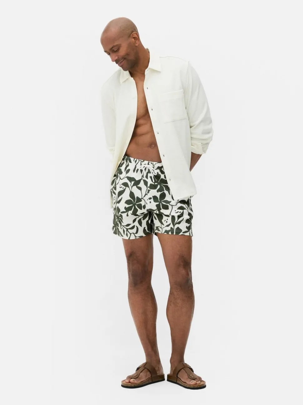 Teksturowane szorty kąpielowe w kwiaty