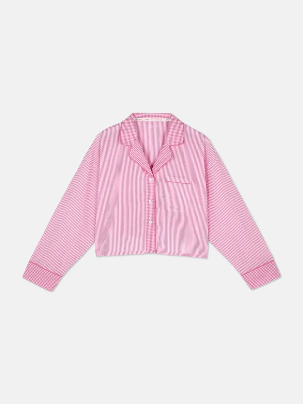 Tkana koszula od piżamy w paski z długim rękawem