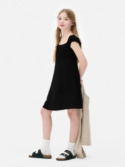 Tkana sukienka z marszczeniami