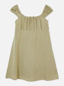 Tkana sukienka z marszczeniami