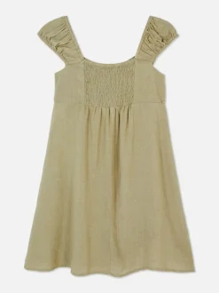 Tkana sukienka z marszczeniami