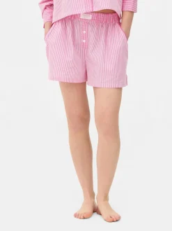 Tkane szorty od piżamy w paski