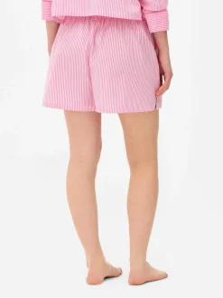 Tkane szorty od piżamy w paski