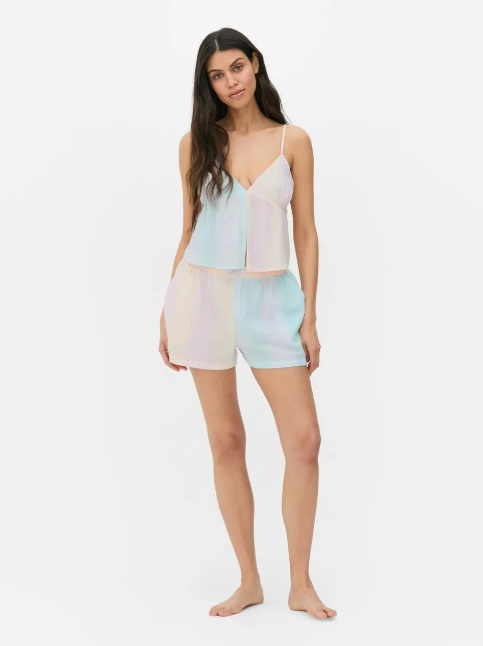 Top na ramiączkach z tkaniny seersucker