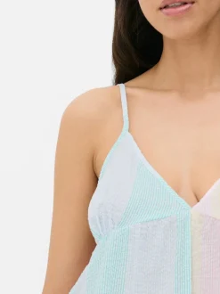 Top na ramiączkach z tkaniny seersucker