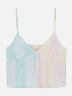 Top na ramiączkach z tkaniny seersucker