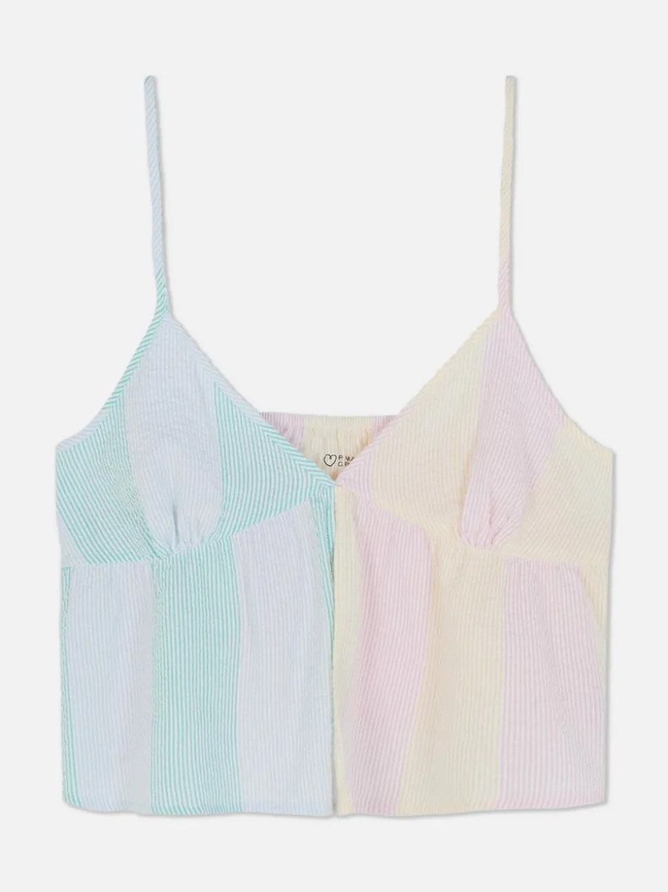 Top na ramiączkach z tkaniny seersucker