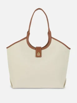Torba shopper z wykończeniami ze sztucznej skóry