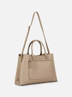 Torba shopper ze sztucznej skóry z zasuwaną kieszenią