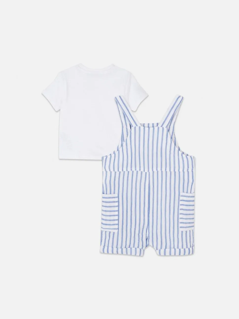 T-shirt i ogrodniczki w paski, komplet