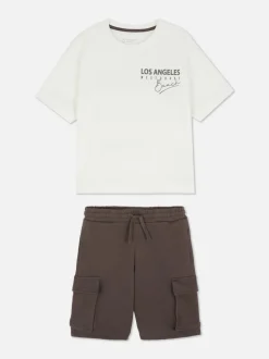 T-shirt i spodenki bojówki z napisem Los Angeles