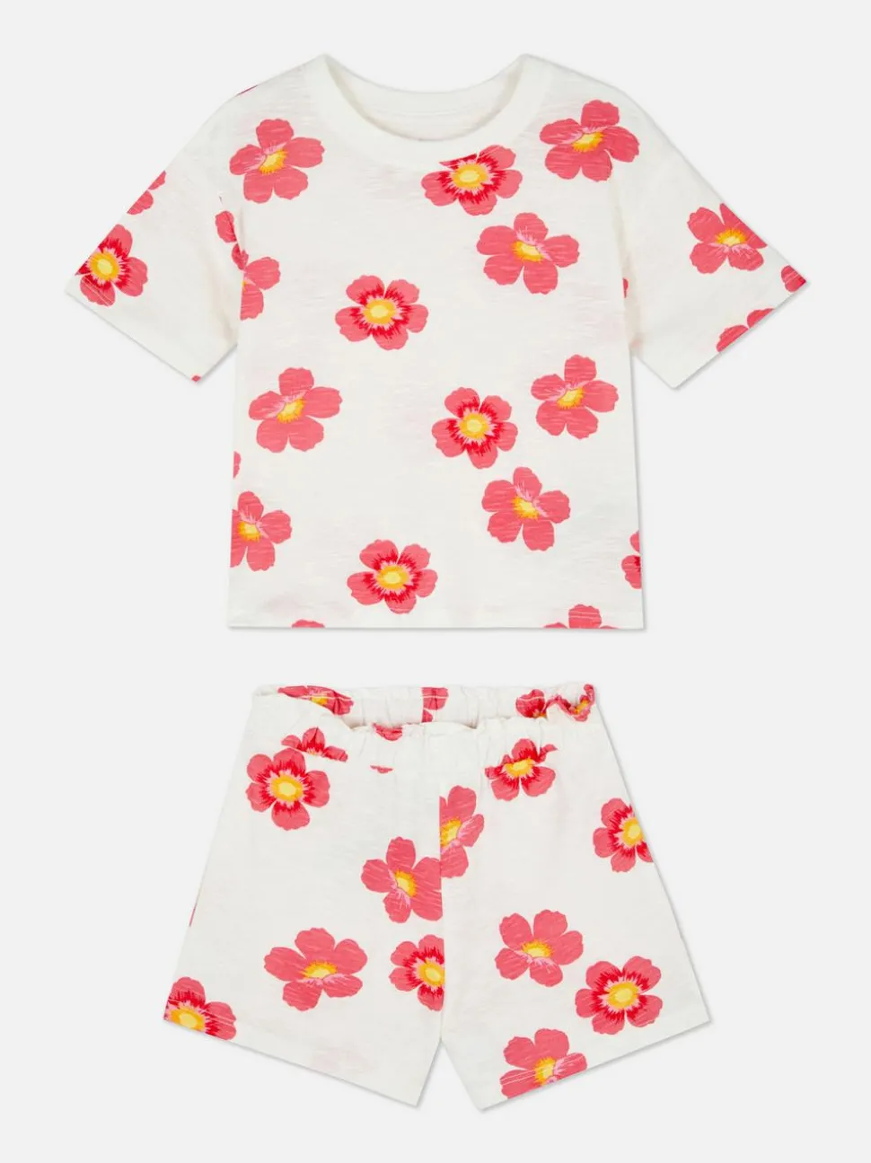 T-shirt i szorty w kwiaty, zestaw
