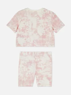 T-shirt i szorty ze wzorem tie-dye i jednorożcem