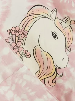 T-shirt i szorty ze wzorem tie-dye i jednorożcem