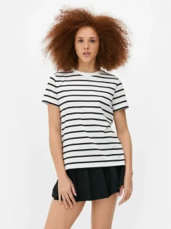 T-shirt w paski z krótkim rękawem
