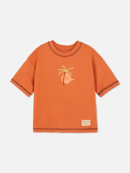 T-shirt z haftowaną grafiką i kontrastowymi szwami