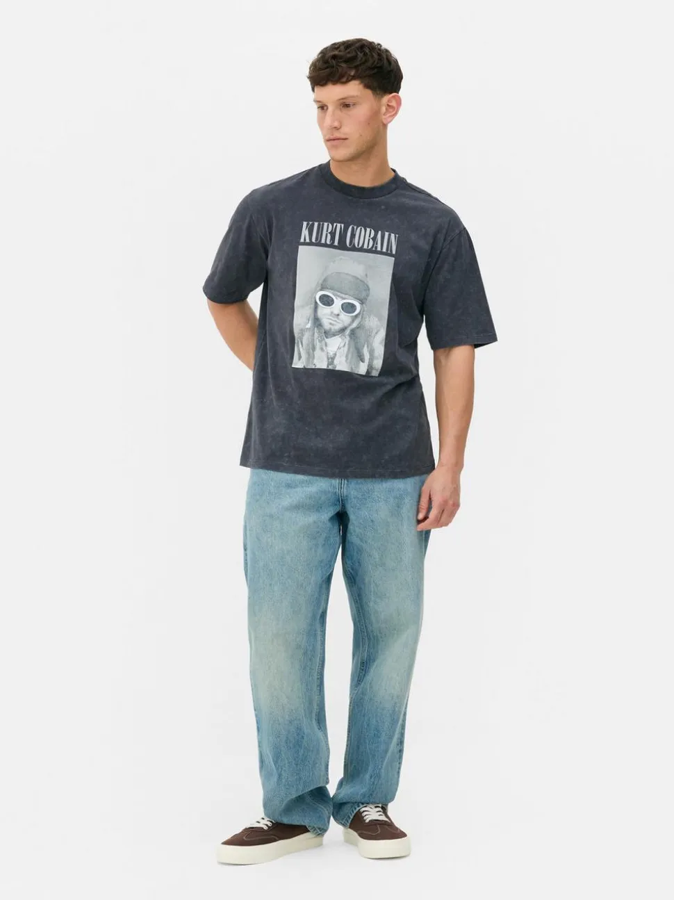 T-Shirt z nadrukiem Kurta Cobaina i efektem sprania