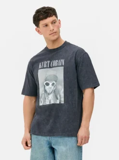 T-Shirt z nadrukiem Kurta Cobaina i efektem sprania