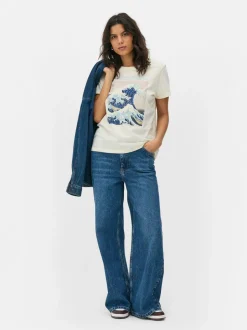 T-shirt z okrągłym dekoltem Katsushika