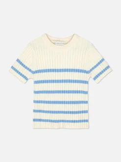 T-shirt z prążkowanej dzianiny