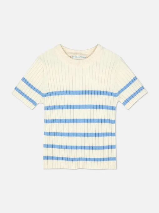 T-shirt z prążkowanej dzianiny