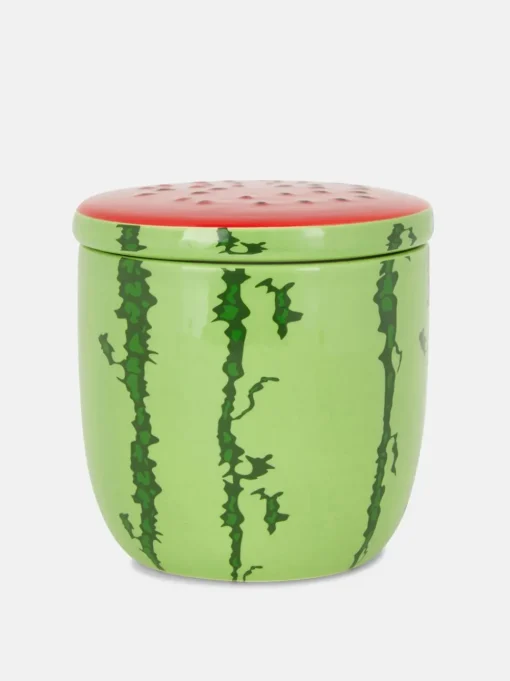 Świeca w ceramicznym pojemniku z motywem arbuza