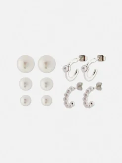 Wielopak kolczyków ze sztucznymi perłami