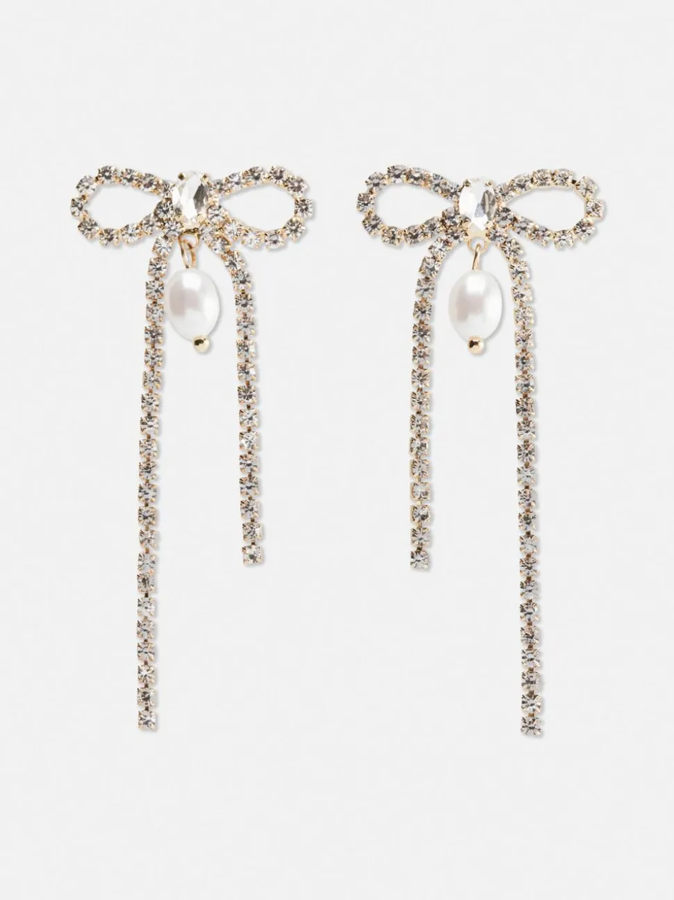 Wiszące kolczyki w kształcie kokardki z diamencikami