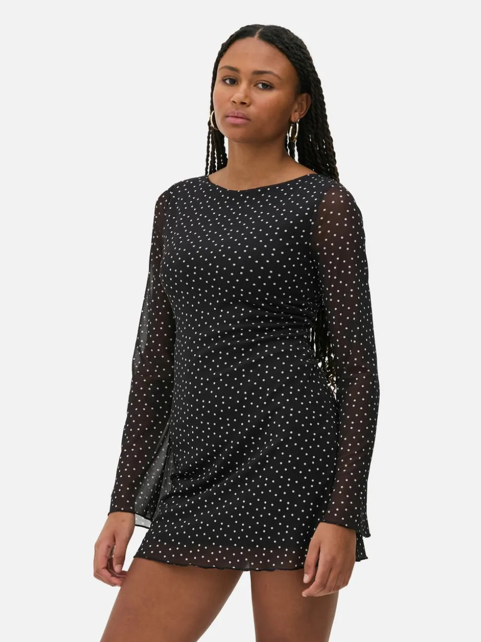 Wzorzysta siateczkowa sukienka mini z dżerseju