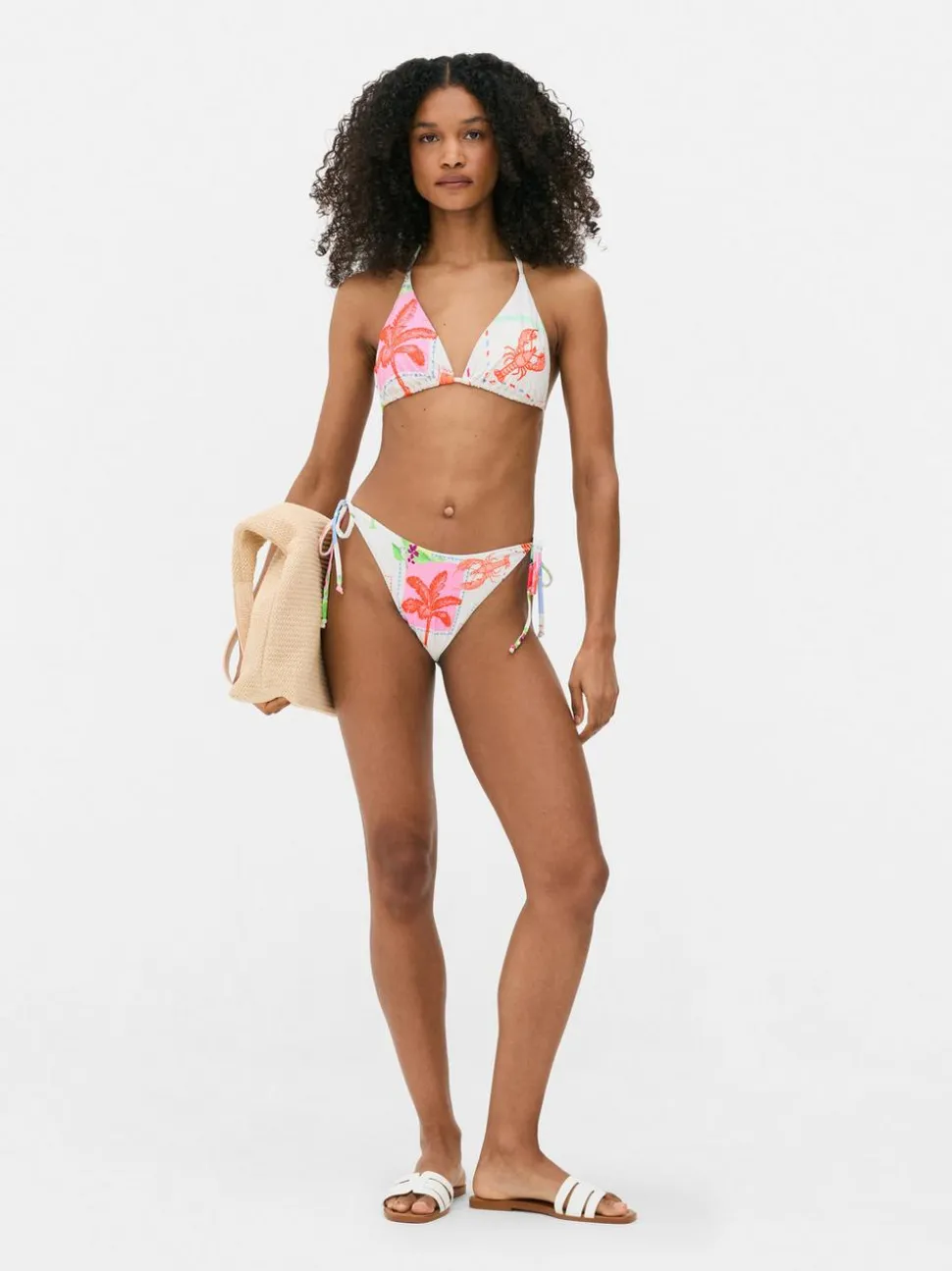 Wzorzysty dół od bikini z wiązaniem po bokach