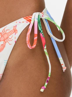 Wzorzysty dół od bikini z wiązaniem po bokach