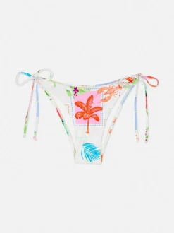 Wzorzysty dół od bikini z wiązaniem po bokach