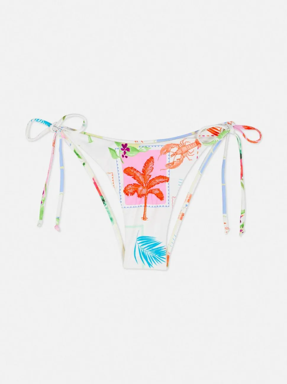 Wzorzysty dół od bikini z wiązaniem po bokach