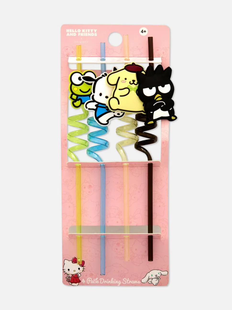 Zakręcone słomki z motywem Hello Kitty i przyjaciół, 4 szt.
