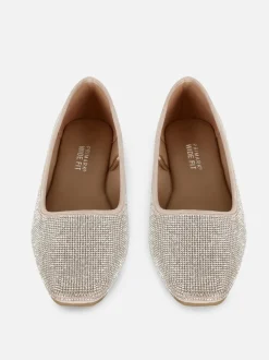 Zdobione szerokie baleriny z kwadratowym noskiem