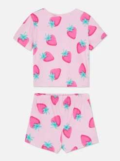 Zestaw piżamowy z szortami z motywem truskawek